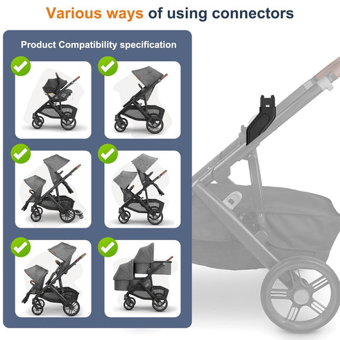 UTNVBTR V2, V3 V2, 1 Set Upper Adapter Accessories Compatible with UPPAbaby Vista, Vista and Vista Strollers Secure Fit