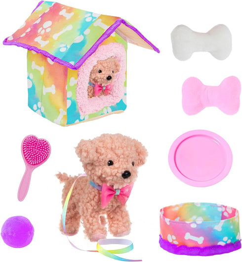18 Inch Sets 18" DOTVOSY American Doll's Clothes and Accessories Pets Dog Play for Doll Included Dress,Pets Dog,pet
