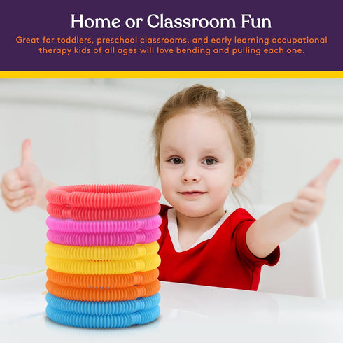 (30-Pack Special Supplies Fun Pull and Stretch Tubes for Kids - Pop, Bend, Build, and Connect Toy, Provide Tactile
