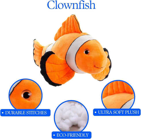 15 inches The Petting Zoo Clownfish Stuffed Animal Plushie, Gifts for Kids, Wild Onez Sealife Animals, Clownfish Plush
