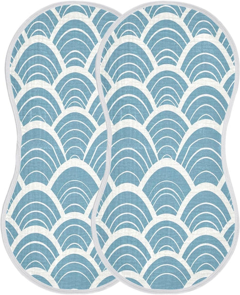 YETTASBIN Sea Waves Muslin Baby Burp Cloth, Super Soft Absorbent Cotton Burp Rag Baby Bibs Feeding Cloth for Newborn