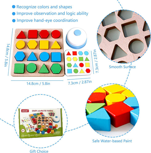 Shape Matching Game, Color Sensory Educational Toy, Geometric Quick Matching Board Game for Kids