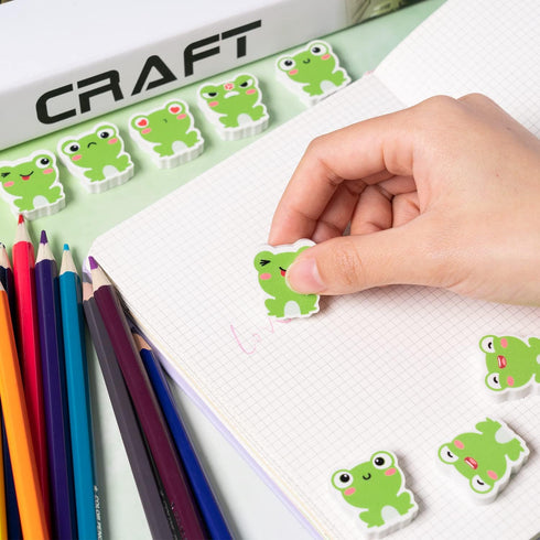 60PCS Mini Frog Eraser Bulk, Assorted Cartoon Frogs Animal Pencil Erasers for Kids, School Carnival Rewards, Gift Bag
