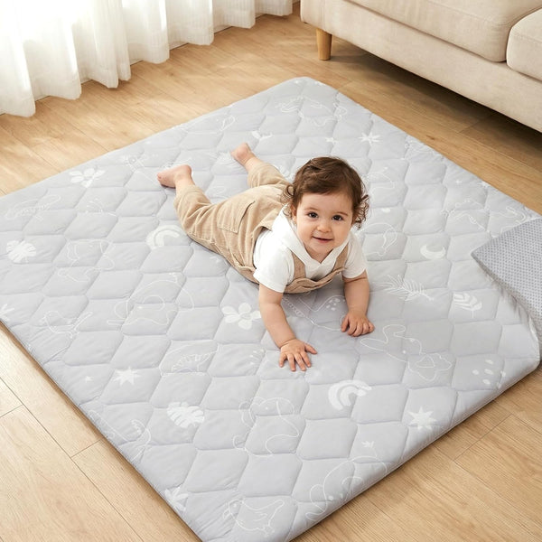 Joypony Baby Play Mat for Floor 4747in, Quilted 1.6in Extra Thick Crawling
