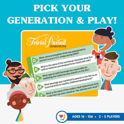 Joy for All Trivial Pursuit Generations - Trivia Game for Seniors with Easy to Read Cards
