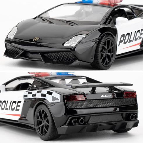 BDTCTK 1/36 Scale Lamborghini Gallardo Police Car Model, Zinc Alloy Die-Cast Pull Back Vehicles for Kids Gift