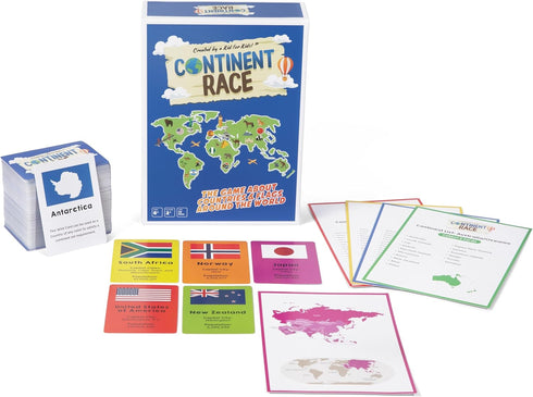 Countries Continent Race Geography Educational Board Game for Kids, Tweens, Family, Friends, Teachers and Classrooms