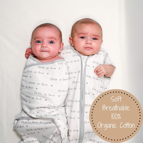 Baby Swaddle, 100% Organic Cotton Swaddles for Newborns, 0-3 Months Baby Swaddle Sack with Easy Change Zipper, Velcro Swaddle Neutral Baby Registry (Christian Baby Outfit) by LollyBanks