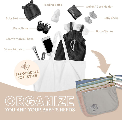 Mother Load Durable Diaper Bag Organizer Pouches - Nylon & Mesh Design