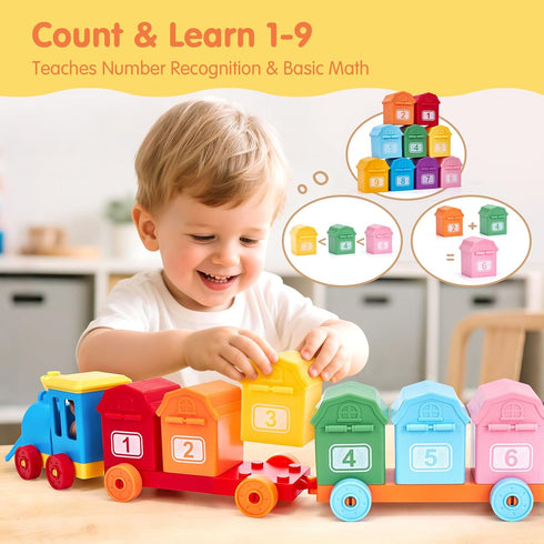 2 3 Old-Counting Set 2-5 Toddler Learning Toys for Year Matching & Sorting Activity Montessori Train with Farm Animals