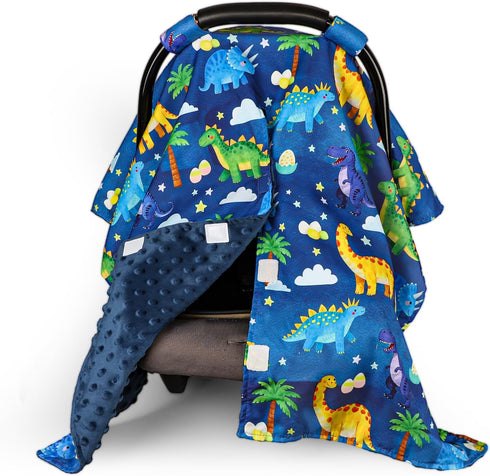 Hooyax Peekaboo Car Seat Cover for Baby Boy - Warm Minky Carseat