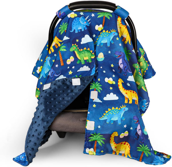 Hooyax Peekaboo Car Seat Cover for Baby Boy - Warm Minky Carseat