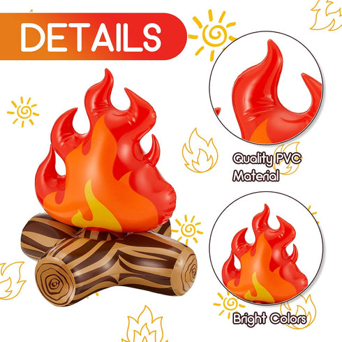 Sumind 4 Pieces Inflatable Campfire Props | 12 Inch Fake Camping Party Decoration for Indoor and Outdoor Games