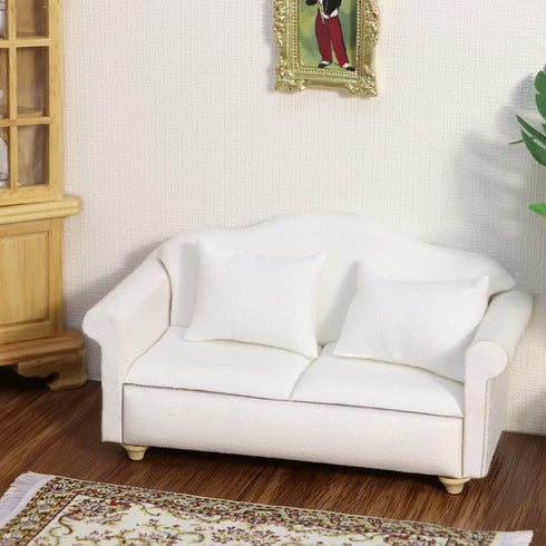 Set, Dollhouse Couch Miniature Furniture Sofa with Pillows for Living Room Desktop Decoration Fabric Sofa Mini Home