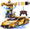 AMENON Remote Control Transform Car Robot Boys Toys with Lights, 2.4Ghz 1:18 Rechargeable 360° Rotating Race Car