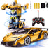 AMENON Remote Control Transform Car Robot Boys Toys with Lights, 2.4Ghz 1:18 Rechargeable 360° Rotating Race Car