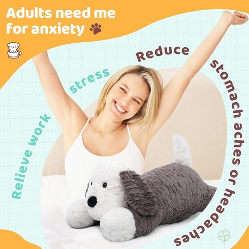 MorisMos 4Lbs Weighted Stuffed Animal - Large Microwavable Plush Dog Throw Pillow, 24inch Heatable Unscented