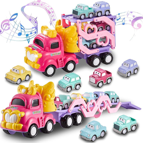 Sciencow Toddler Girls Cars for 1 2 3 4 5 Year Old,7-in-1 Pink