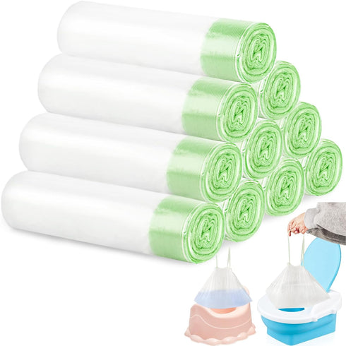 Panxxsen 200 Pack Portable Potty Chair Liners with Drawstring,Disposable Potty Liners Bags,Training Toilet