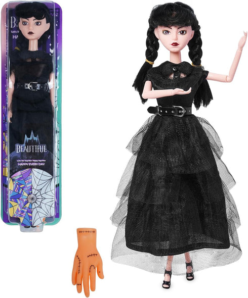 Girls Dolls in Gift Box - 11.5 Inch Black Doll with Black Dress, High Heels & Hair, Gift for Kids & Fans