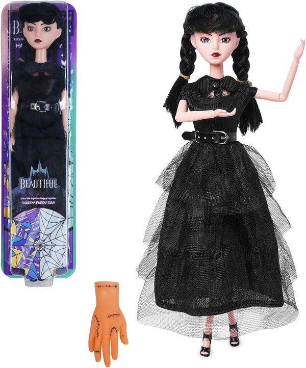 Girls Dolls in Gift Box - 11.5 Inch Black Doll with Black Dress, High Heels & Hair, Gift for Kids & Fans