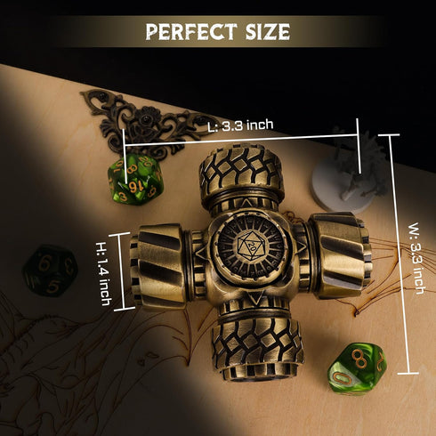 7-in-1 Set 4 DND Spinner Dice Metal Polyhedral Dice with Rotating Sides & Wheel Spinners | Stress Relief, Easy to Read
