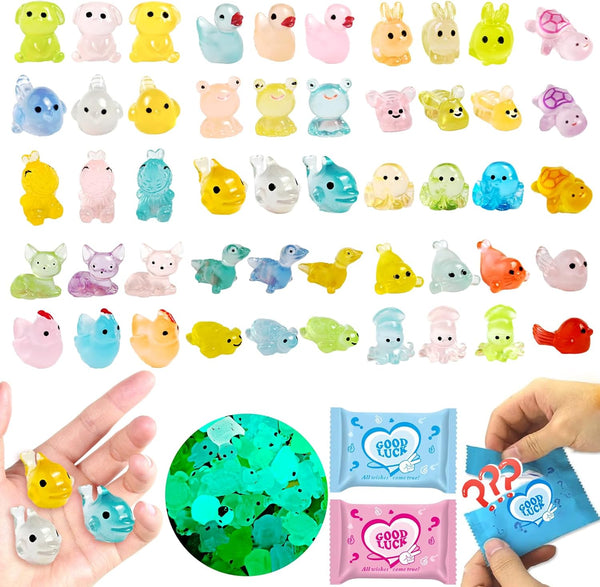 50 Pcs Mystery Bag Easter Day Gifts for Kids: Mini Resin Animals