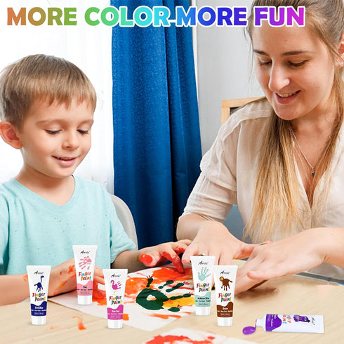 AROIC 16 Colors Kids Washable Finger Paint, Non-Toxic Art Supplies for Toddlers, Finger Painting DIY Crafts