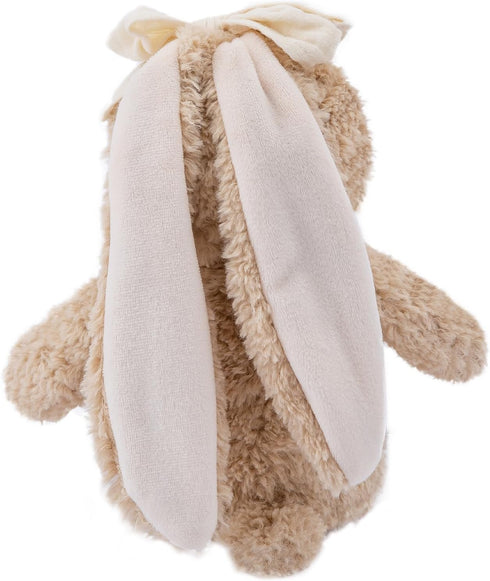 8'' Bunny Stuffed Animal Soft Rabbit Cuddly Toy Long - Eared Brown Plush Bunny with Cream Bow Plush Toys for Babies