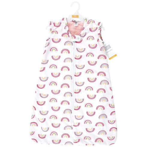 Hudson Baby Unisex Baby Plush Faux Fur Sleeping Bag, Wearable Blanket, Modern Rainbow, 6-12 Months