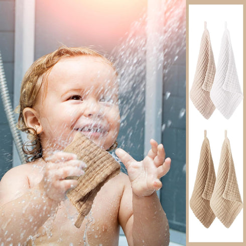 8 12 12 Inch 4 SmoothNovelty Pcs Baby Washcloths for Newborn x Muslin Face Towels Cotton Absorbent for Delicate Skin