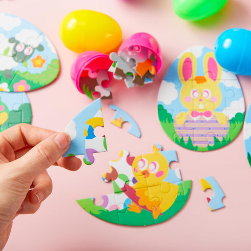 12 JOYIN Pcs Easter Eggs Jigsaw Puzzle for Egg Hunt Game, School Activities Rewards, Kids Party Favors, Easter Basket
