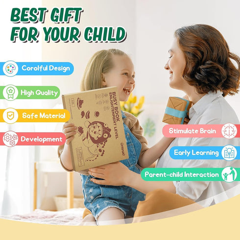 Montessori Busy Book for Toddlers, Educational Toys with 12 Themes, Learning Activities Gift for 1-4 Year Olds