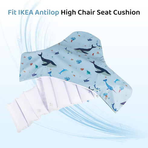 High Chair Cushion with Cover Pad for IKEA Antilop Babies Toddlers Inflatable & Reversible Built-in Inflatable Cushion Sea blue by HALAA VAUVA