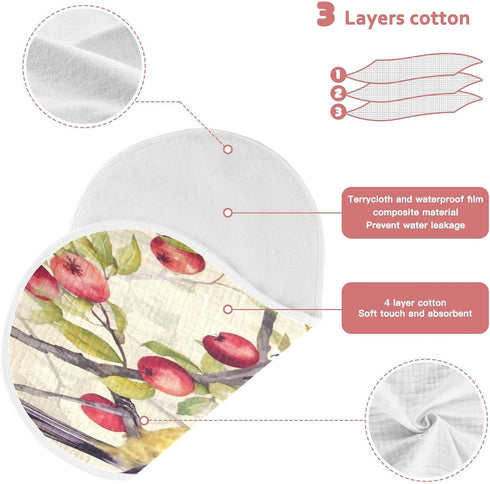Bulletgxll Set 4, Vintage Birds Unisex Baby Burp Cloths of Soft Absorbent Organic Cotton Muslin Burping Cloths