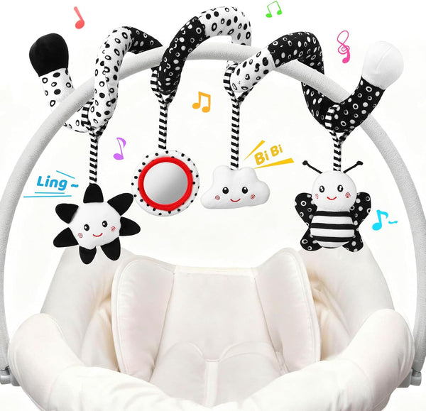 AJsupojouet Car Seat Toys Hanging and Stroller Toys for Babies 0-6 MonthsHigh Contrast