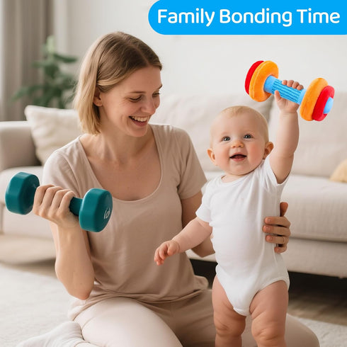 JoySpark Toys 3-6-12 Set 6 Baby Toys Months Sensory Toy for Babies Workout Dumbbell Weights Toy