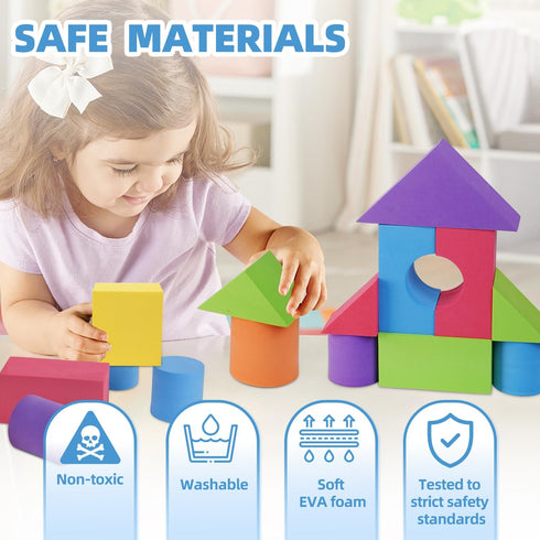 Set, 30) Large Building Foam Blocks for Toddlers, EVA Stacking Foam Building Blocks Toy Non-Toxic, Washable, Early