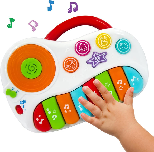 Musical Piano Toy for Toddlers 1-3 Years Old, with Keyboard Note, DJ Mixer, Light-Up Buttons - Educational Fun for Boys