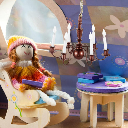 Mini Chandelier Ceiling Light for Dollhouse - GANAZONO Decorative Lamp