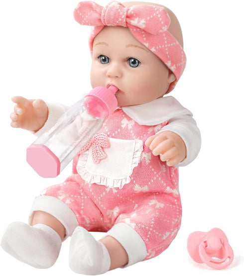 DONTNO 12'' Baby Doll in Gift Box with Clothes Accessories Playset,Pacifier,Feeding Bottle.