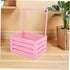 UPKOCH Wooden Storage Crate with Handle Versatile Organizer for Shower Newborns Dolls Pets Space Efficient Pink Storage