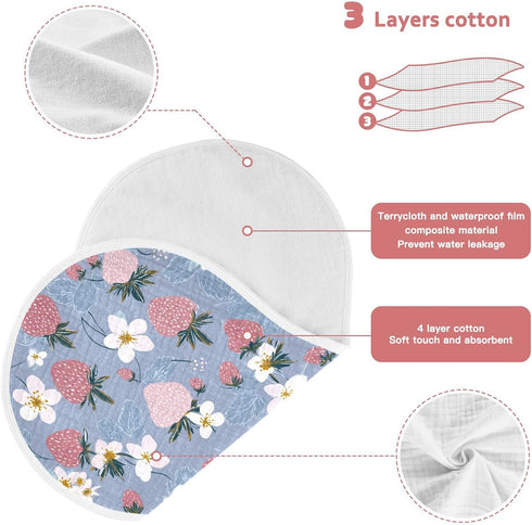 decor gift 4 Pack 22x11in Cotton Burp Cloths Breathable Naughty Ocean Strawberry Lilac Burp Rags for Gender Neutral
