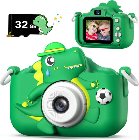 Cimizi Dinosaur Kids Camera for Boys Girls, Toddler Digital Selfie Camera with Cute