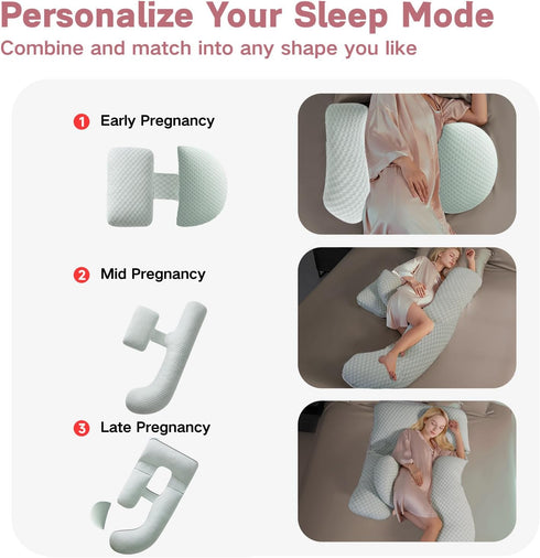 Pregnancy Pillow for Sleeping, Full Body Maternity Pillow with Removable Cover, Detachable U-Shape Pregnancy Body