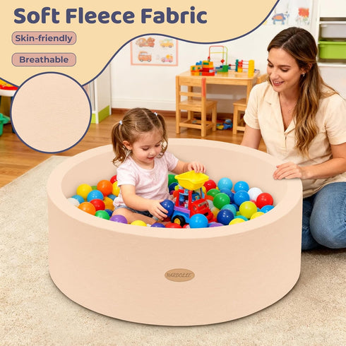 35.4" HARBOLLE Soft Fleece Ball Pit & Playpen for Toddlers & Babies, Indoor/Outdoor Kids Foam Play Center, for Boys