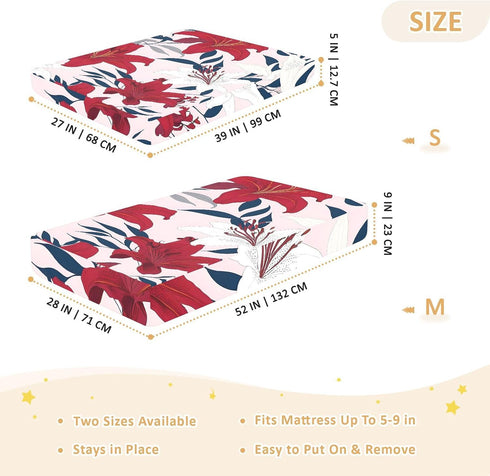 CZXW 52" 28" Hawaiian Floral Red White Crib Sheets Fitted x Natural Cotton Soft & Breathable for Baby Crib Mattress