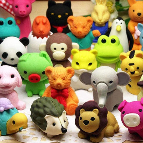 64Pcs Animal Erasers, Kids Pencil Eraser, 3D Bulk Mini Take Apart Puzzle Erasers, Classroom Rewards, School Supplies
