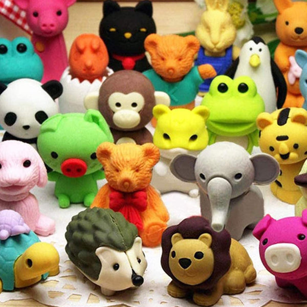 64Pcs Animal Erasers, Kids Pencil Eraser, 3D Bulk Mini Take Apart Puzzle Erasers, Classroom Rewards, School Supplies