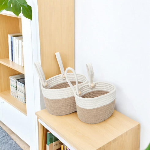 YAHUAN Cotton Hanging Basket for Organizing Hanging Wall Basket With Handle for Wall Decor Bedroom Car Seat Back
